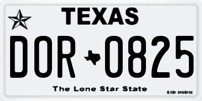 TX license plate DOR0825