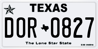 TX license plate DOR0827