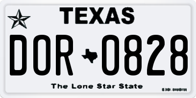 TX license plate DOR0828