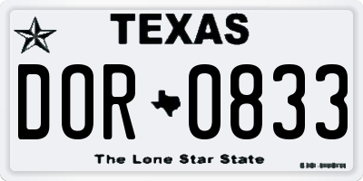 TX license plate DOR0833