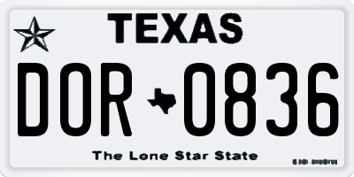 TX license plate DOR0836