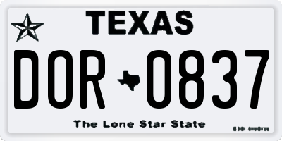 TX license plate DOR0837