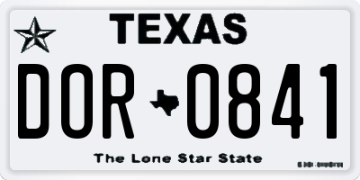 TX license plate DOR0841