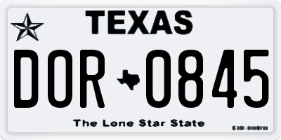 TX license plate DOR0845