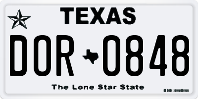 TX license plate DOR0848
