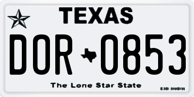 TX license plate DOR0853