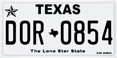 TX license plate DOR0854
