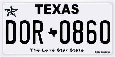 TX license plate DOR0860