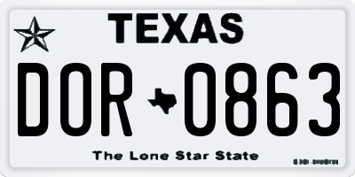 TX license plate DOR0863