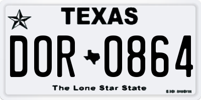 TX license plate DOR0864