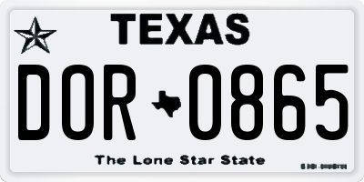 TX license plate DOR0865