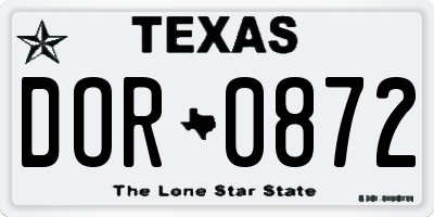 TX license plate DOR0872