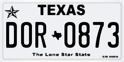 TX license plate DOR0873