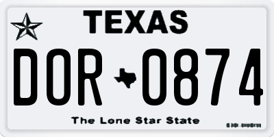 TX license plate DOR0874