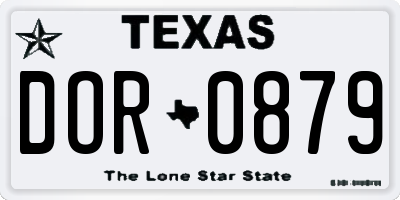 TX license plate DOR0879