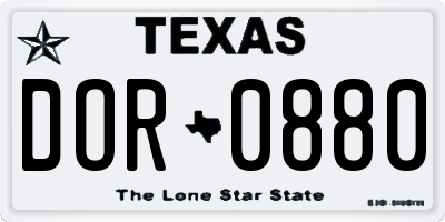 TX license plate DOR0880