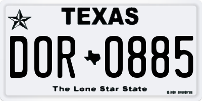 TX license plate DOR0885