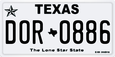 TX license plate DOR0886