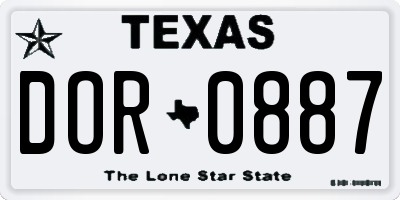 TX license plate DOR0887
