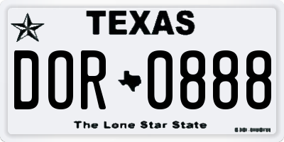 TX license plate DOR0888