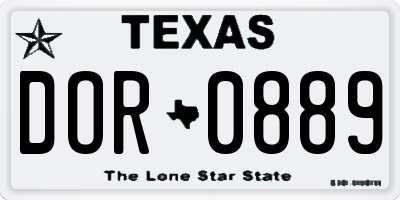 TX license plate DOR0889