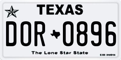 TX license plate DOR0896
