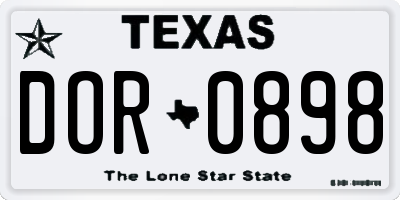 TX license plate DOR0898