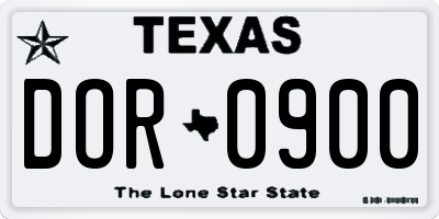 TX license plate DOR0900