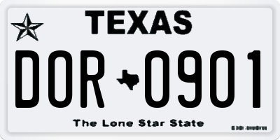 TX license plate DOR0901