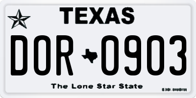TX license plate DOR0903