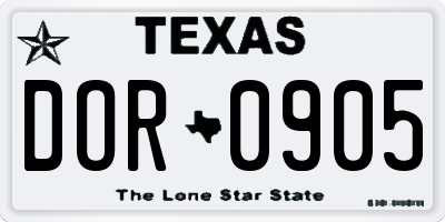TX license plate DOR0905