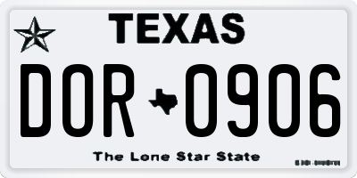 TX license plate DOR0906