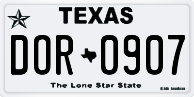 TX license plate DOR0907