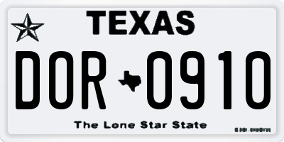 TX license plate DOR0910