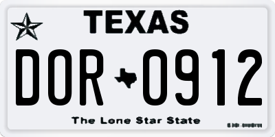 TX license plate DOR0912