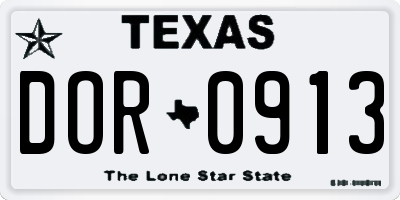 TX license plate DOR0913