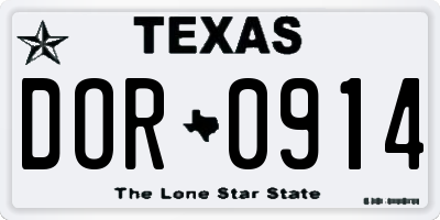 TX license plate DOR0914