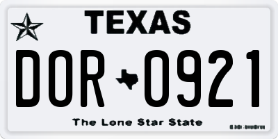 TX license plate DOR0921
