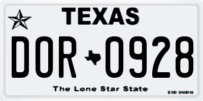 TX license plate DOR0928