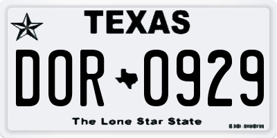 TX license plate DOR0929