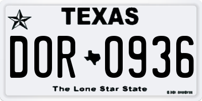 TX license plate DOR0936