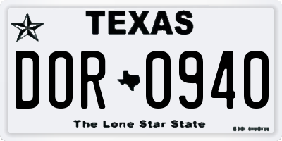 TX license plate DOR0940