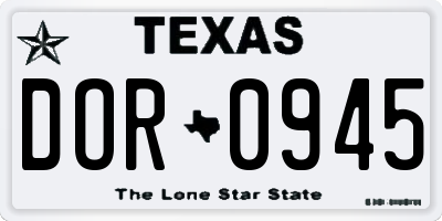 TX license plate DOR0945