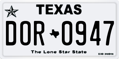 TX license plate DOR0947