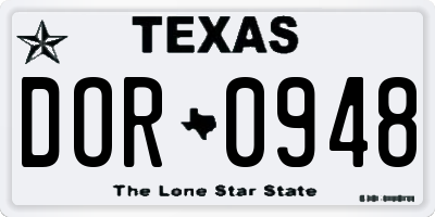 TX license plate DOR0948