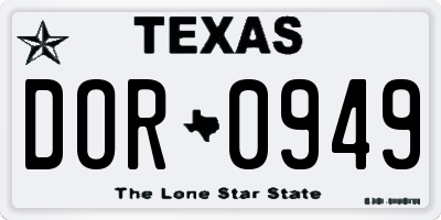 TX license plate DOR0949