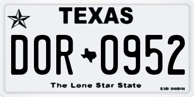 TX license plate DOR0952