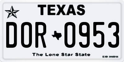 TX license plate DOR0953
