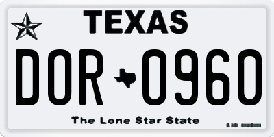 TX license plate DOR0960