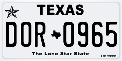 TX license plate DOR0965